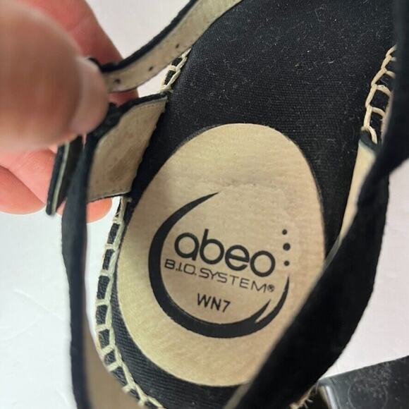 Abeo Sandals Womens Dahlia Spadrilles Wedges Black Size 7 Ankle Strap Buckle - Picture 9 of 13